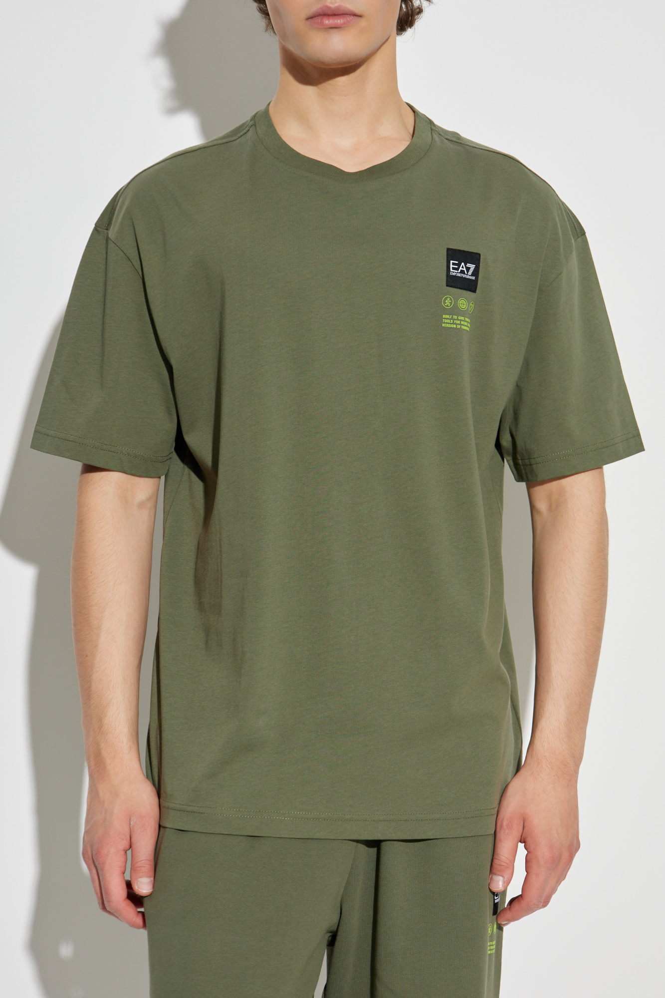 Green T-shirt with logo patch EA7 Emporio Armani - Vitkac AS